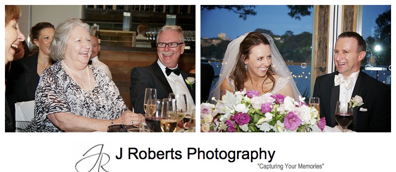 Guests laughing at wedding speeches - wedding photography sydney
